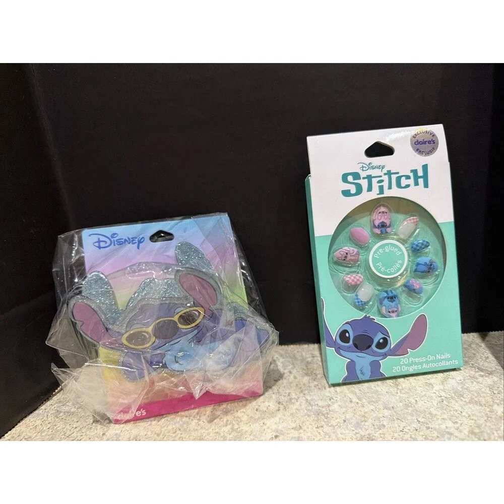 Stitch Claire's beauty pack- nails, hair clip, earring stickers, and bows